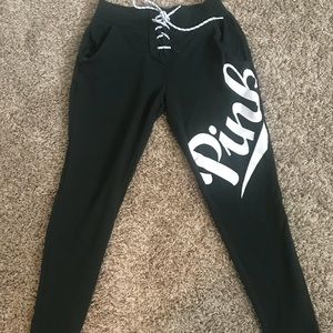 Pink Victoria’s Secret sweats/leggings dark green